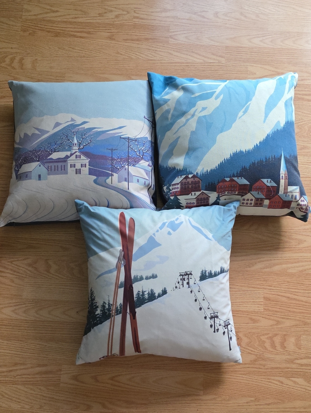 MacoDesign 3pc Snow Themed Down Pillow Set